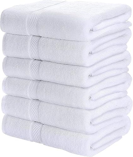 Utopia Towels 6 Pack Small Bath Towel Set, 22 by 44 Inches, 500 GSM 100% Ring Spun Cotton, Lightweight and Highly Absorbent Quick Drying Premium Towels for Hotel, Spa and Bathroom, White - 22" x 44" - 6 Pack - White