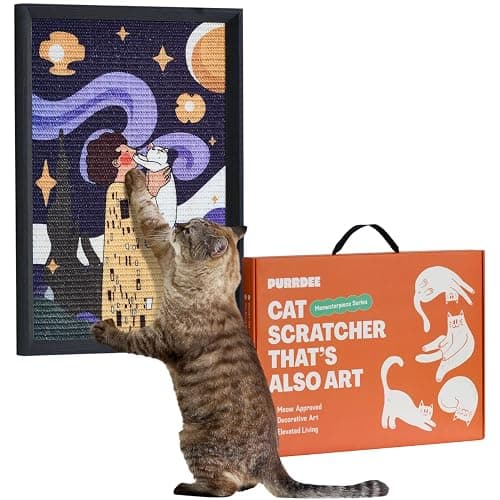 Decorative Wall Art Cat Scratcher for Vertical Scratching, 14"x20" Framed Sisal Scratch Pad Mat with Renter-Friendly No-Drill Wall Mounted Setup, Durable Alternative to Cardboard (Not The Kiss) - Image 1
