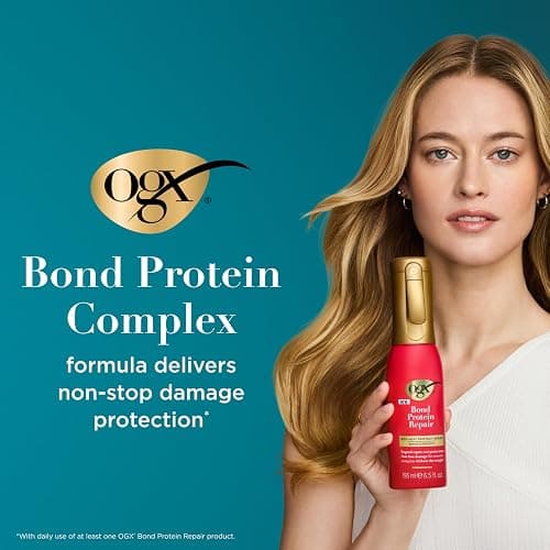 OGX Repair & Protect Bond Protein Repair 450°F Heat Protect Spray, Weightless Repair Mist for Nonstop Damage Protection* for All Hair Types, Heat Spray Preps Hair for Styling, 6.5 fl. oz thumbnail 5