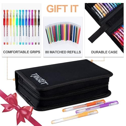 Glitter Gel Pens, 160 Pack Glitter Pen with Case for Adults Coloring Books | Artist Colored Gel Markers with 40% More Ink for Drawing Scraobooking Writing Doodling thumbnail 6