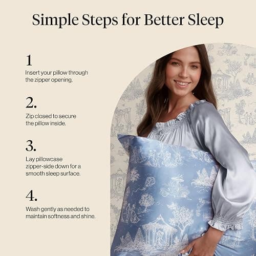Bridgerton x Kitsch Satin Pillowcase W/Zipper - Size 19x26, Garden Toile | Softer Than Silk Pillow Cases, Smooth Cooling Satin Pillow Case for Hair and Skin, Wrinkle-Free, Machine Washable thumbnail 7