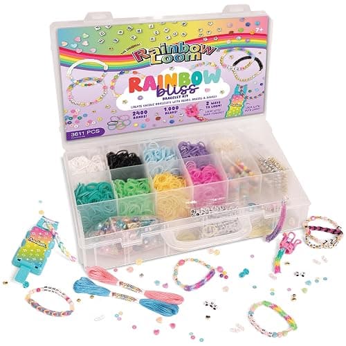 Rainbow Loom: 2,400 Bands & 1,000 Beads AutoLoom Rainbow Bliss Kit with AutoLoom & Finger Loom – DIY Braid & Bead Bracelet Jewelry Making Set for Kids 7+ thumbnail 6