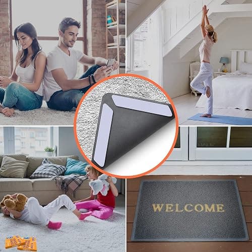 ZONGOOL 12 PCS Rug Tape, Reusable Washable Grippers for Rugs, Double Sided Non-Slip Rug Pads for Hardwood Floors, Rug Stoppers to Prevent Sliding, White thumbnail 3