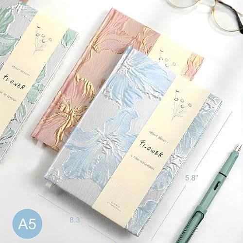 ipoul Hardcover Journal, Flower Notebook, A5, 6x8, Lined Pages, Lay-flat, Beautiful Journal for Women, Lily Flower, Blue Journal for Writing, Personal Notebook, Dream Journal, Self Care Journal thumbnail 5