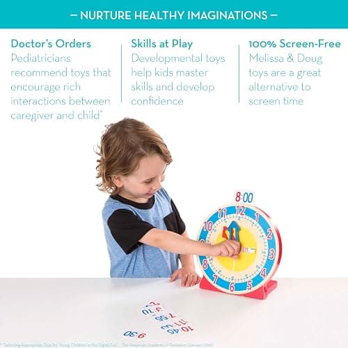 Melissa & Doug Turn & Tell Wooden Clock - Educational Toy with 12+ Reversible Time Cards thumbnail 4