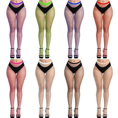 FEPITO 8 Pairs Fishnet Stockings Tights High Waist Stockings Leggings for Women - Image 1