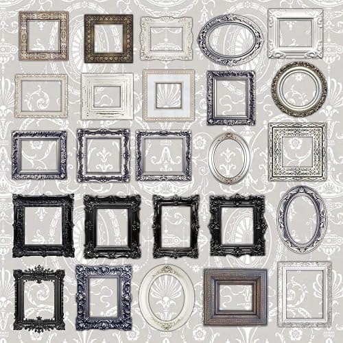 100 Pcs Vintage Frame Stickers for Scrapbooking - Scrapbook Supplies, Journal Stickers & Embellishments | Bullet Journal, Junk Journal, Wedding Albums, Crafts (Black & White) thumbnail 2