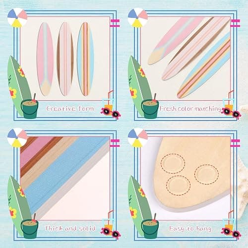 Zzbakress 3 Pieces Cute Surfboard Wall Decor Beachy Room Decoration Wood Surfboard Wall Hanging Sign Beach Themed Room Decor Room Decor for Living Room Bedroom Bathroom (Medium) thumbnail 4