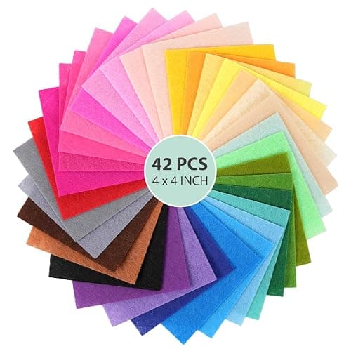 42 pcs Felt Fabric Sheet 4"x4" Assorted Color DIY Craft Squares Nonwoven 1mm Thick - Image 1