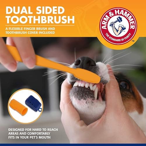 Arm & Hammer for Pets Tartar Control Kit for Dogs Contains Toothpaste, Toothbrush & Fingerbrush Reduces Plaque & Tartar Buildup, 3-Piece Kit, Banana Mint Flavor (Pack of 1) thumbnail 4
