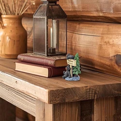 Black Bears with “Life Is Better in the Woods” Sign Figurine – Resin Woodland Wildlife Sculpture with Pine Tree and Rock Base, Rustic Cabin & Lodge Tabletop Decor, Nature-Inspired Gift for Bear Lovers thumbnail 6