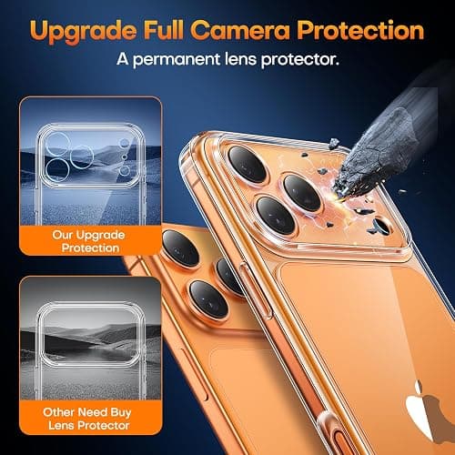 TAURI for iPhone 17 Pro Case, Full Camera Protection with Screen Protector, Anti-Yellowing Military-Grade Protection Shockproof Slim Phone Case for iPhone 17 Pro, Clear thumbnail 5