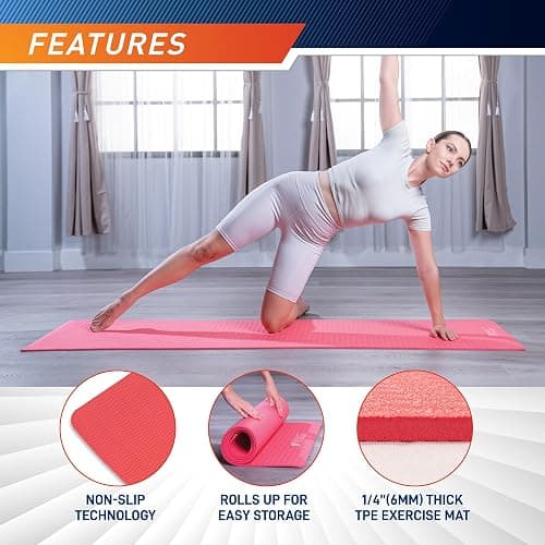 Circuit Fitness by Marcy Non-Slip Multi-Purpose Exercise Yoga Mats with Carrying Strap Multi-Thickness, Multi-Color Options thumbnail 4