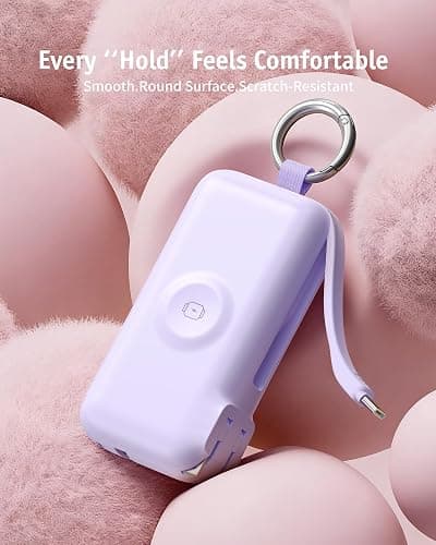 RORRY Flow Portable Charger 10000mAh 40W Wall Plug Power Bank Battery Pack | Built-in USB-C Cable, Keychain Design, Fast Charging, for iPhone 18 Pro/17/16/15, Apple Watch, iPad, Travel Essential thumbnail 9