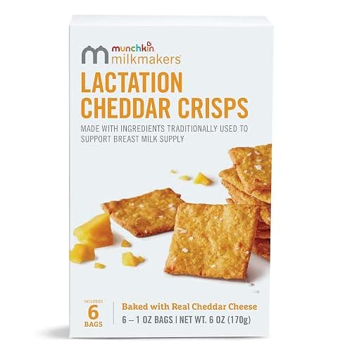 Munchkin® Milkmakers® Lactation Cheddar Crisps for Breastfeeding Moms with Oats and Flax, 6 Count - Image 1