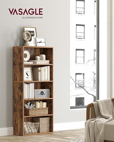 VASAGLE CUSTOS Collection - Bookshelf, 5-Tier Bookcase, Book Shelf, Open Storage Shelf, 9.4 x 23.6 x 52.8 Inches, for Living Room, Home Office, Dinning Room, Rustic Brown ULBC165X01 thumbnail 2