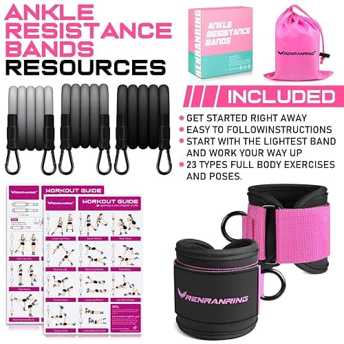 Ankle Resistance Bands, Ankle Bands for Working Out with Cuffs, Ankle Resistance Band, Glutes Workout Equipment, Butt Exercise Equipment for Women Legs and Glutes thumbnail 8