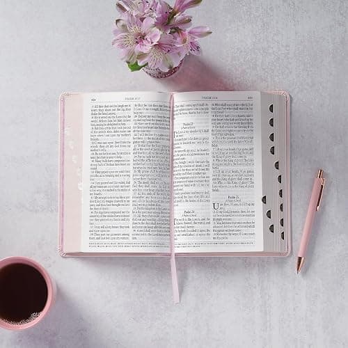 KJV Holy Bible, Giant Print Standard Size Red Letter Edition, Thumb Index Tabs & Ribbon Marker, King James Version, Vegan Leather, Pink, 14 pt. Type thumbnail 6