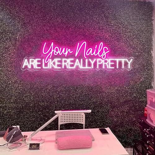 XIMAQIS Your Nails are Like Really Pretty Neon Sign 28inch Beauty Salon Signboard, Nail Studio Neon Light, Nail Salon Led Sign, Custom Beauty Room Wall Decor -Pink&White thumbnail 5
