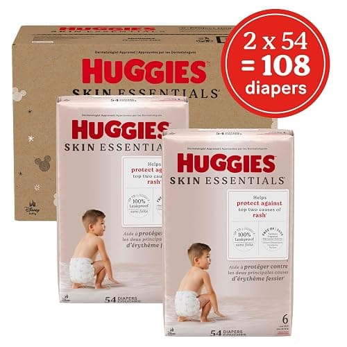 Huggies Size 6 Diapers, Skin Essentials Baby Diapers, Size 6 (35+ lbs), 108 Count (2 Packs of 54), Packaging May Vary thumbnail 2