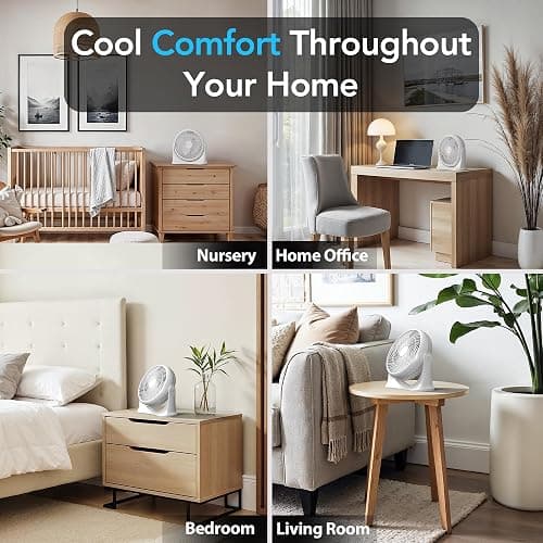 Comfort Zone 11-Inch High-Velocity Tabletop Air Circulator Fan, Quiet Personal Fan with 3 Speeds & 90° Adjustable Tilt – Portable Desk Fan for Home, Bedroom, or Office, White thumbnail 6