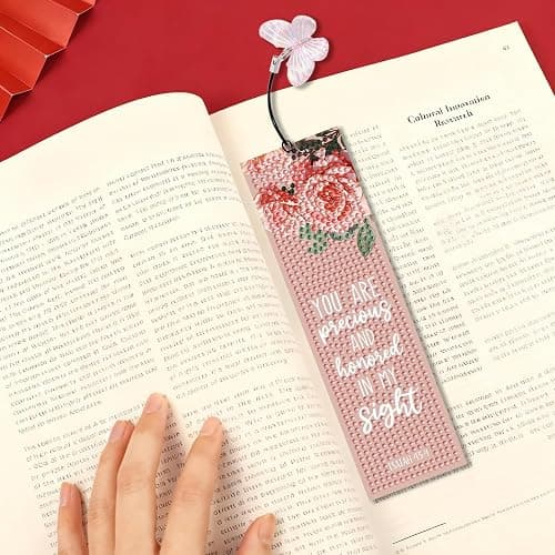 4 PCS Bible Diamond Painting Bookmarks, Flowers Diamond Art Bookmarks for Adults with Pendant, 5d Gem Art, Acrylic Bookmark Easy DIY Crafts for Books Decor Gift thumbnail 5