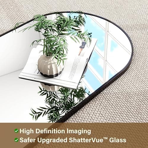 HARRITPURE 64"x21" Arched Full Length Mirror Floor Mirrors with Aluminum Alloy Frame Free-Standing Wall Mounted or Leaning Large Bedroom Dressing Mirror Modern & Contemporary Decor for Home,Black thumbnail 6