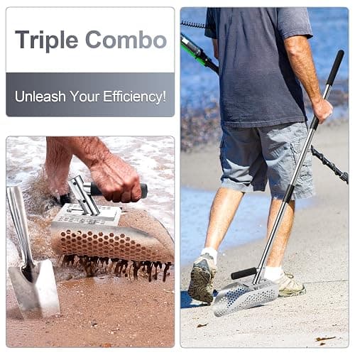 GADFISH Sand Scoop for Metal Detecting, Metal Detector Scoop, Stainless Steel Sand Sifter Shovel, Fast Sifter Shovel for Underwater Treasure Hunting (Stainless Steel) thumbnail 4