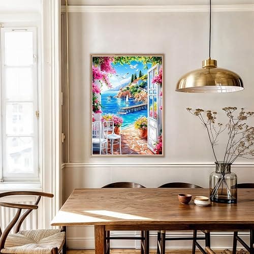 AIRDEA Diamond Art Paintings Kits for Adults,5D DIY Gem Art Kits Diamond Painting for Beginner,12x16 Inch/20x30 cm (Blue Pink White) thumbnail 7