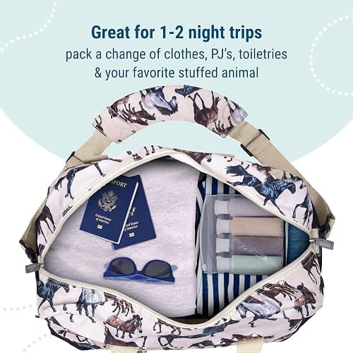 Wildkin Kids Overnighter Duffel Bag – Carry-On Size, Ideal for School & Sleepovers – Horse Dreams thumbnail 6