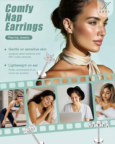 Krfy 16G/18G Tragus Helix Piercing Chirurgenstahl Innengewinde Forward Helix Piercings Ohr Gold Silber Lippenpiercing Nasenpiercing Labret Tragus Knorpel Conch Piercing Ohr 6mm thumbnail 4