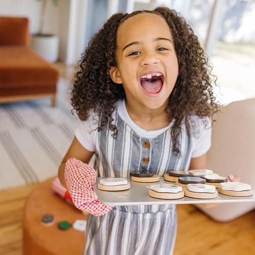 Melissa & Doug Slice and Bake Cookies Wooden Play Food Set With Toppings Pretend Cookies And Baking Sheet, Wooden Play Food Set, Toy Baking For Kids Ages 3+ thumbnail 2