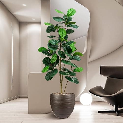 TXABL Artificial Fiddle Leaf Fig Tree,Tall Faux Ficus Lyrata Fake Tree in Pot, Artificial Tree Indoor Decor, Fiddle Leaf Fig Tree Fake Plant for Home Office Living Room Decoration Modern (White, 7FT) thumbnail 8