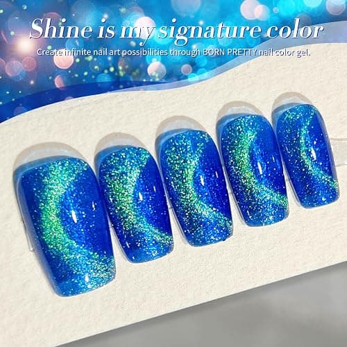 BORN PRETTY Blue Cat Magnetic Eye Gel Nail Polish Holographic Gel Polish | Glitter Cat Magnetic Gel Nail Polish Crystal Magnetic Nail Polish for Vacation Travel Festival Salon DIY at Home 15ML thumbnail 9