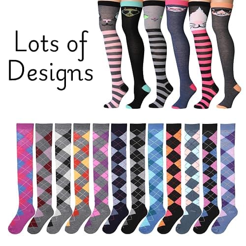 Isadora Paccini Women's 3 Pairs Over The Knee High Socks - 9-11 - Argyle Mystic Maroon thumbnail 5