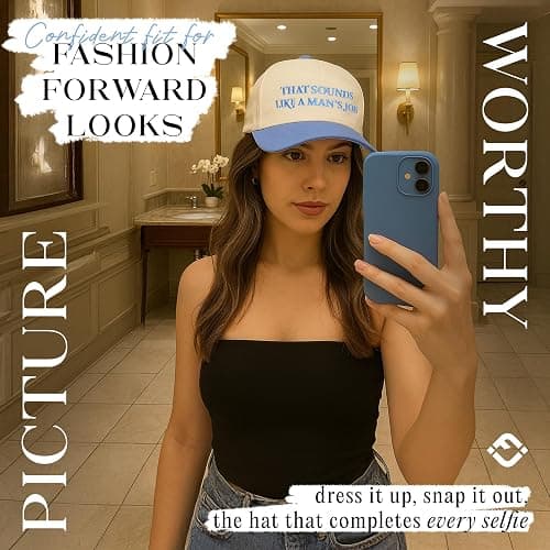 Funky Junque Vintage Canvas Snapback Hat - Adjustable 2 Tone Cap for Men Women - Put It On My, Cowboy, Girl Dad, Funny thumbnail 4
