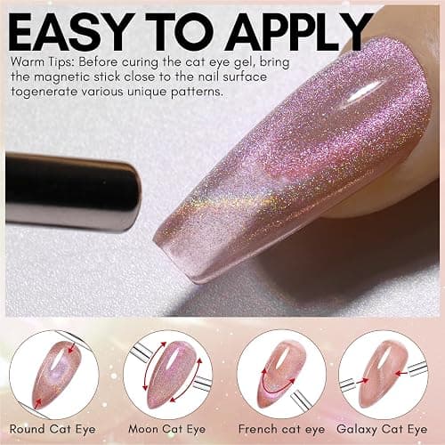 Makartt Cat Eye Gel Nail Polish: Universal Rainbow Holographic Gel Polish Bronze Gaze Sparkly Glitter Unique Magnetic Effect Nail Gels for DIY Nail Art UV LED Soak Off Manicure 10ml thumbnail 3