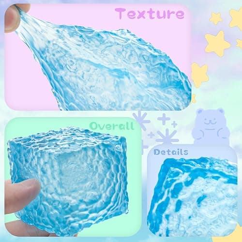 Stress Relief Cube, Novelty Water Cube Texture Squeeze Toy, Slow Rebound Stress Relief Fidget Toy, Squishy Sensory Toy for Anxiety & Relaxation, Unique Desk Fidget for Adults & Kids thumbnail 6