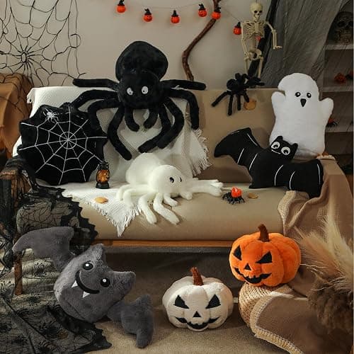 YRXRUS Evil Pumpkin Pillows, Halloween Pillow, Pumpkin Shaped Throw Pillows Happy Halloween Decoration, Orange 6x12 Inches Soft Rabbit Fur Pillow for Natural Accent Pillows for Holiday, Fall thumbnail 6