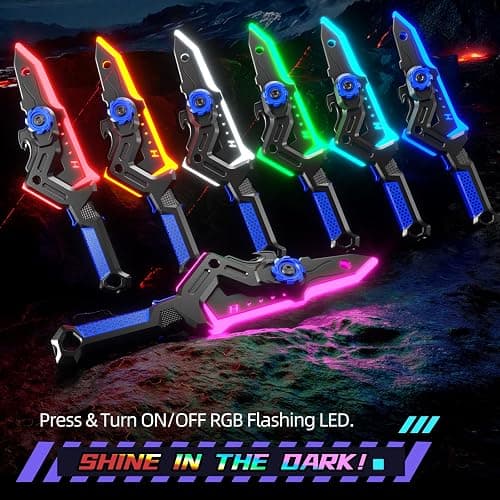 2 Pack Transforming Light Up Swords for Kids, Rechargeable LED Glowing Sword & Axe Toys with Mist Spray & Sound, Connectable Double-Bladed Weapons, Halloween Costume Cosplay Accessories for Boys 8-12 thumbnail 7