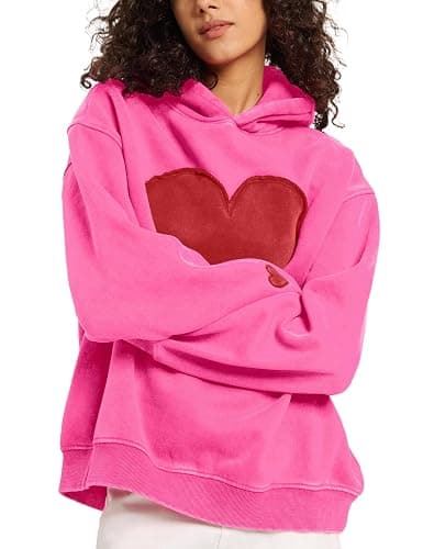 FAIABLE Hoodies for Women Heart Patch Couples Hoodies Sweatshirts Heavyweight Heart Hoodie 2026 Valentines Day hoodies Women thumbnail 3