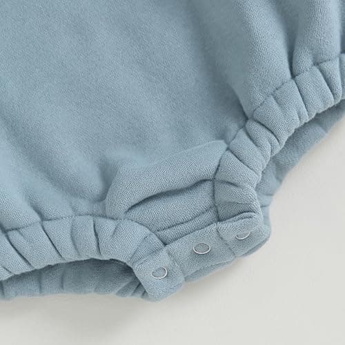 VISGOGO Newborn Infant Baby Boy Girls Oversized Romper Little Dude Sweater Onesie Coming Home Outfit Neutral Clothes - 0-3 Months - Blue thumbnail 7