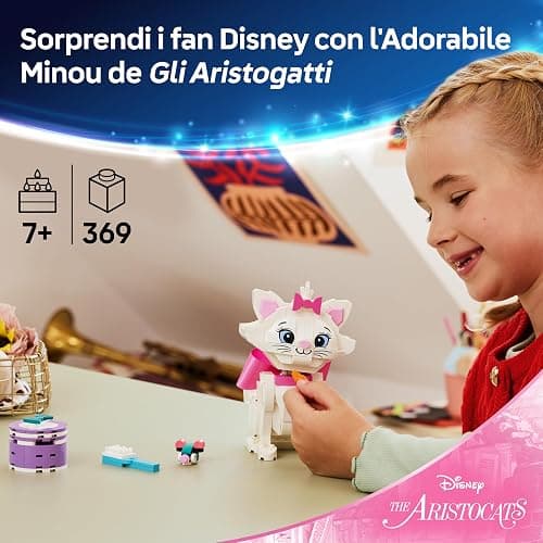 LEGO | Disney Adorabile Minou de Gli Aristogatti - Gatto Giocattolo con Accessori, incluso un Fiocco in Tessuto - Decorazione per la Camera da Letto - Regalo per Bambine e Fan da 7 Anni in su - 43286 thumbnail 4
