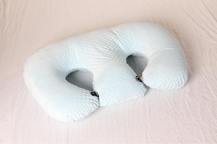 Twin Z Pillow Blue - Breastfeeding, Bottlefeeding, Tummy Time, Reflux, Support and Pregnancy! No Foam! The Ultimate Baby Essentials! The Best in Twins Baby Gear! thumbnail 4