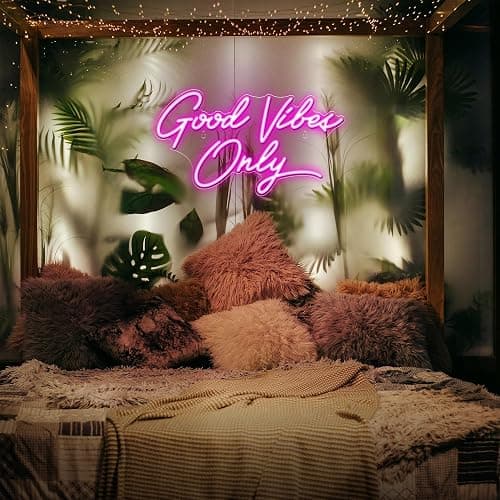 Kavaas Good Vibes Only Neon Signs for Wall Decor 17.7" x 9.9" | Pink Good Vibes Only LED Sign for Bedroom, Party, Bar, Salon - Best Gifts for Birthday, Christmas thumbnail 4
