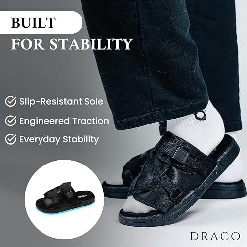 Draco DracoSlides Original Slides for Men and Women, Made from Silk with Adjustable Straps for Wide/Narrow Feet, Sandals with Arch Support & Slip Resistant, Men & Women Footwear thumbnail 6