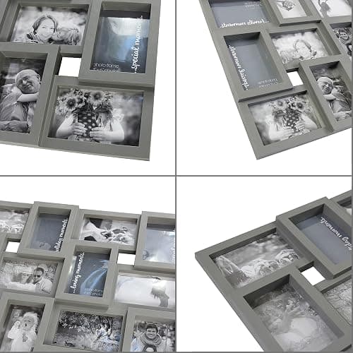 J.M.Deco Collage Picture Frames for Wall 24 Slots, Reunion Friends Family Memory Large Photo Frame Selfie Gallery Puzzle Collage Wall Hanging for 4x6 Photo | Grey thumbnail 6