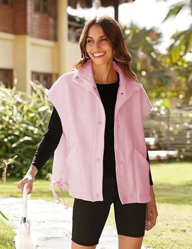 GTLIAE Womens Sherpa Fleece Vest Oversized Sleeveless Jacket Casual Outerwear Gilet with Pockets thumbnail 7