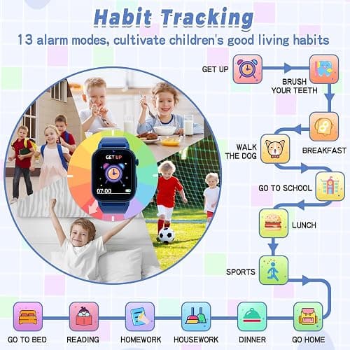 Kids Smart Watch Boys Age 3-12, Smart Watch for Kids with 32 Games HD Touch Screen Camera Video Alarm Music Audiobooks Pedometer Flashlight 12/24 hr Toys Birthday Gifts for Boys Ages 5 6 7 8 9 10 thumbnail 5