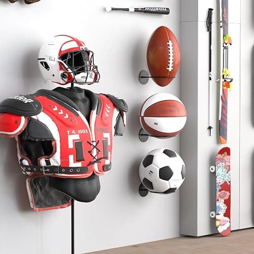 jockcaras Ball Display Holder Wall Mount: Black Storage Rack for Basketball, Rugby, Soccer, Football, Baseball Room Decor - Boys Sports Accessories Organizer thumbnail 7